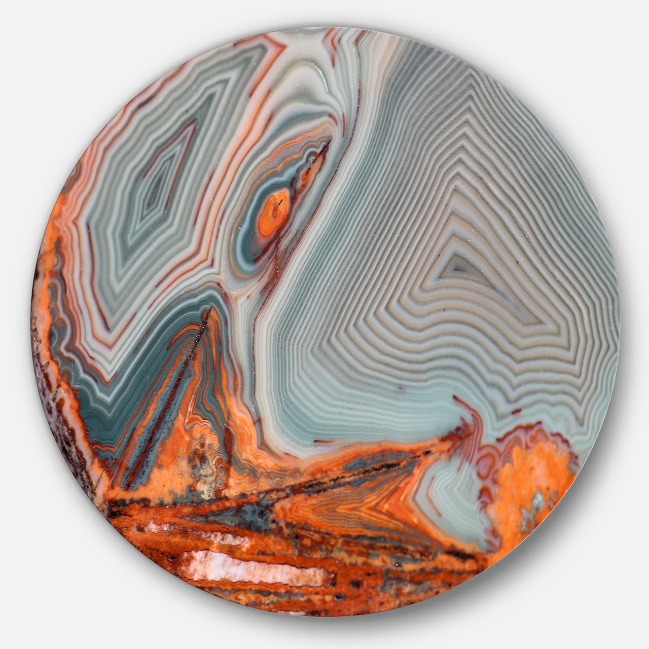 Designart - Beautiful Lake Superior Agate' Disc Abstract Metal Circle Wall Art
